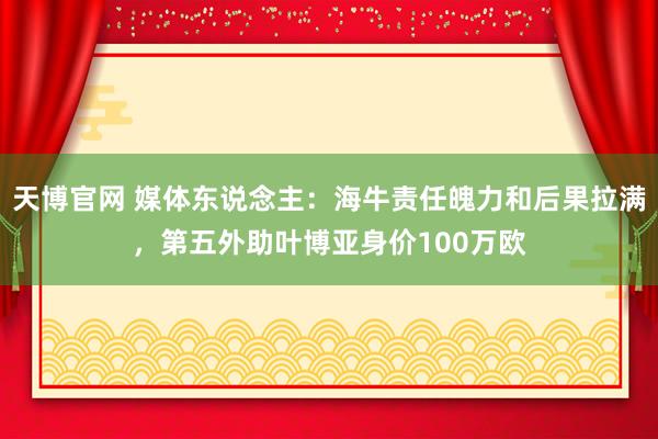 天博官网 媒体东说念主：海牛责任魄力和后果拉满，第五外助叶博亚身价100万欧