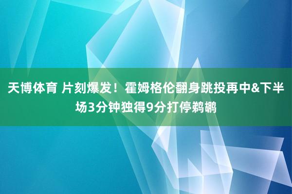 天博体育 片刻爆发！霍姆格伦翻身跳投再中&下半场3分钟独得9分打停鹈鹕