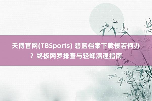 天博官网(TBSports) 碧蓝档案下载慢若何办？终极网罗排查与轻蜂满速指南