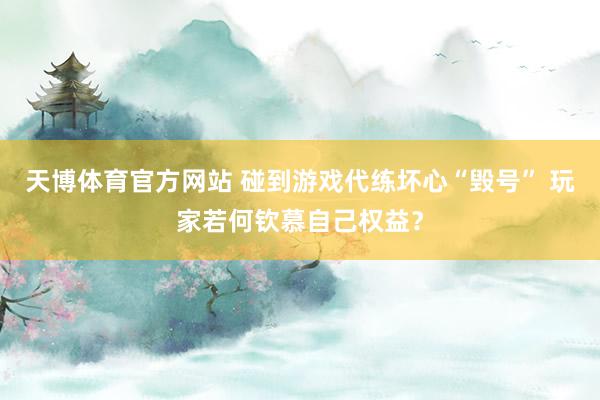 天博体育官方网站 碰到游戏代练坏心“毁号” 玩家若何钦慕自己权益？