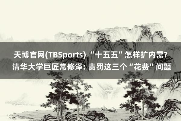 天博官网(TBSports) “十五五”怎样扩内需? 清华大学巨匠常修泽: 责罚这三个“花费”问题