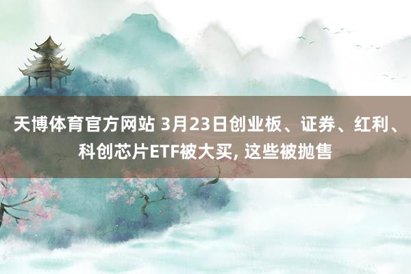 天博体育官方网站 3月23日创业板、证券、红利、科创芯片ETF被大买， 这些被抛售