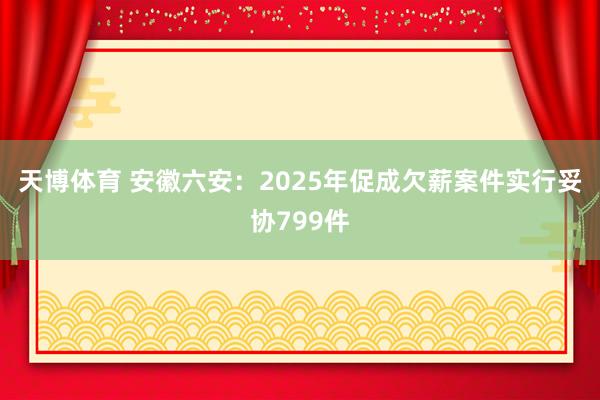 天博体育 安徽六安：2025年促成欠薪案件实行妥协799件