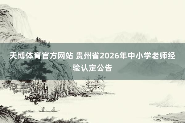 天博体育官方网站 贵州省2026年中小学老师经验认定公告