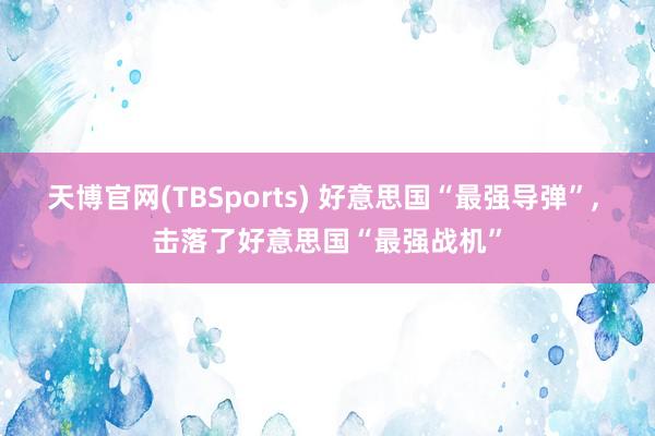 天博官网(TBSports) 好意思国“最强导弹”， 击落了好意思国“最强战机”