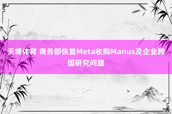 天博体育 商务部恢复Meta收购Manus及企业跨国研究问题