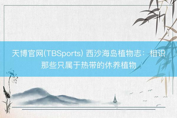 天博官网(TBSports) 西沙海岛植物志：相识那些只属于热带的休养植物