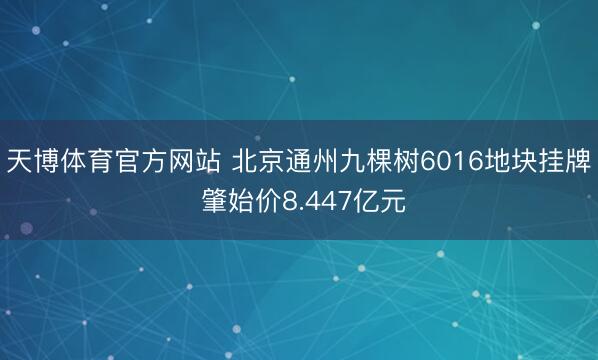 天博体育官方网站 北京通州九棵树6016地块挂牌 肇始价8.447亿元