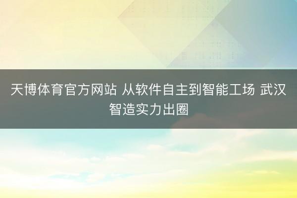 天博体育官方网站 从软件自主到智能工场 武汉智造实力出圈